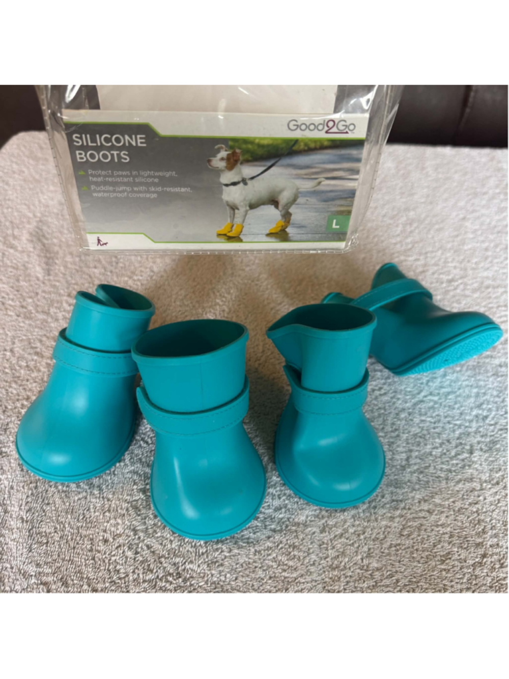 Good2Go Dog Silicone Boots Size Large Teal Pet Footwear New